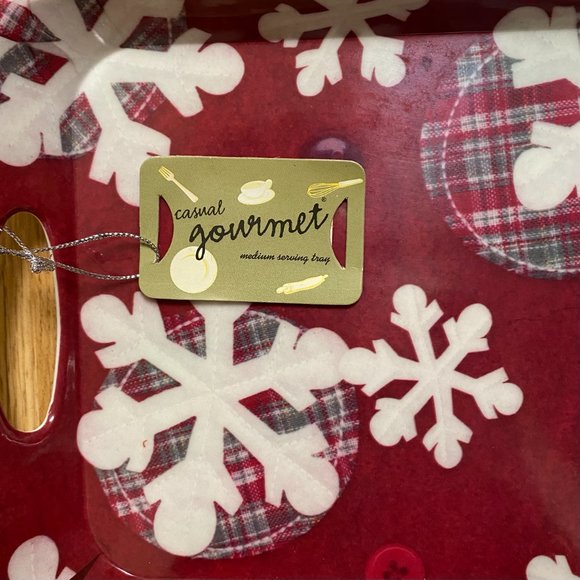 Casual Gourmet Melamine Sandwich Tray Snowflake Theme, Rectangular with Handles - Picture 5 of 7